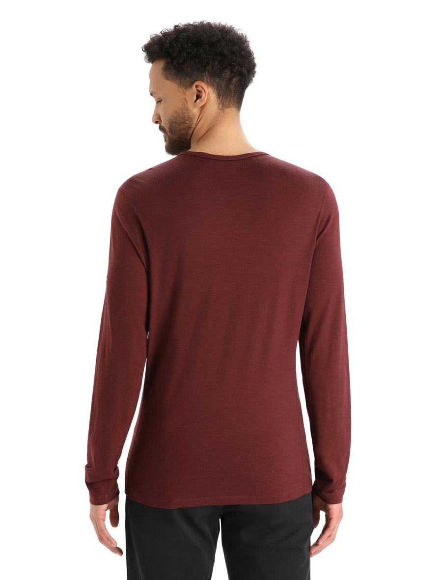 Espresso Men's Icebreaker Merino 200 Oasis Long Sleeve Crewe Last Run Base Layers | USA 1339EBCX